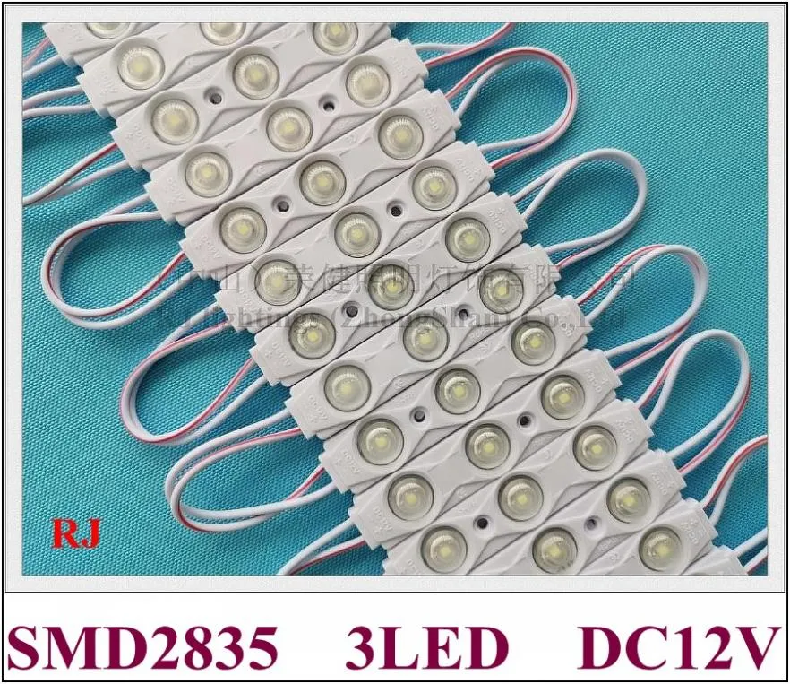 2019 Ny stilinsprutning LED-modul Ljus Vattentät IP65 SMD 2835 DC12V 3 LED 1.5W 150LM IP65 70mm (L) * 15mm (W) CE