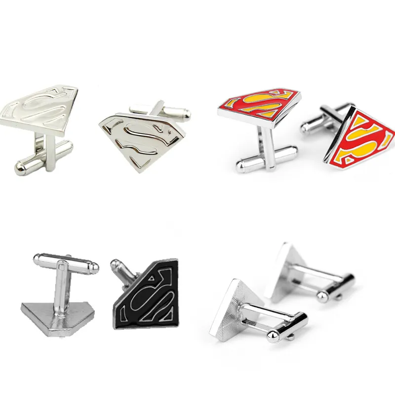 High end superman cute design mens cuff links wholesale factory directly sale shirt button jersey cufflinks