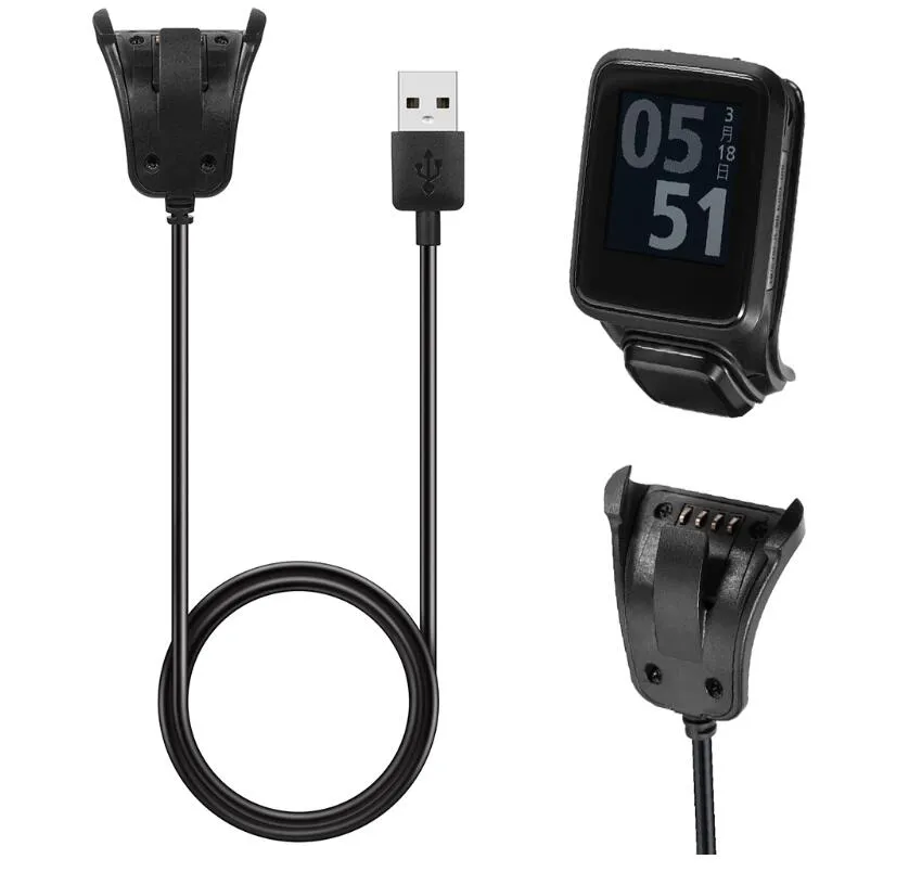 Chargeur de câble de berceau de charge USB 1M pour TomTom Runner 2 3/Adventurer/Golfer 2 pour montre GPS TomTom Spark 3