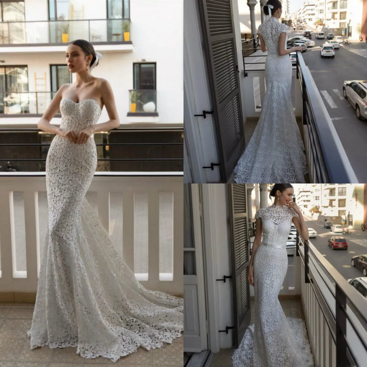 Julie Vino 2020 Mermaid Bröllopsklänningar Lace Sweetheart Boho Brudklänningar med jacka Sexig strand Bröllopsklänning Robes de Mariée