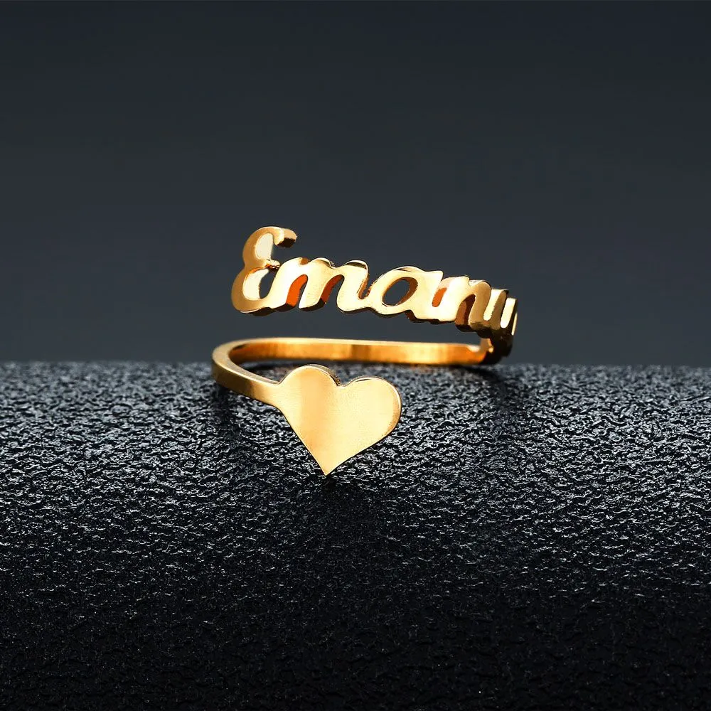 Spersonalizowana niestandardowa nazwa Rings Rose Gold Color Date Numbers Heart Rotal Pierścień dla kobiet Wysokiej jakości biżuteria ze stali nierdzewnej