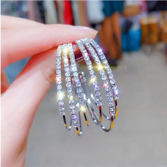 Gioielli Da Donna Orecchini A Cerchio Rotondi Multistrato - Foto 6