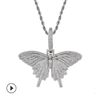 Cuban Chain Butterfly Tennis Chain Mens Gold Butterfly Pendant