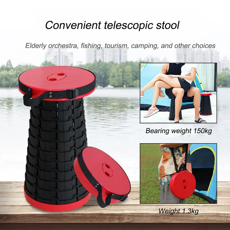 Telescoping Folding Pool Sturdy Portable Lightweight Plast Pool Håller upp 330 kg Utomhus Camping Fiske Folding Pool Chair