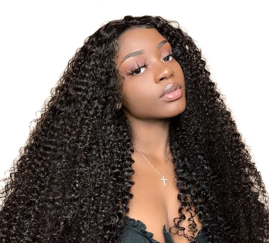 Kinky Curly Lace Front Wig Brazilian Virgin Human Hair Full Lace Wigs for Women Natural Color