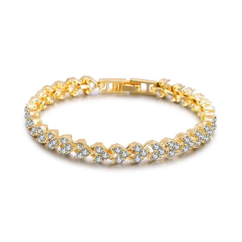 Rome Cristal Zircon Coeur Bracelet Perles Tennis Bracelet Bracelet 3 Couleurs Chaîne Mariée Bracelet Pour Femmes / Hommes Fête Bijoux Cadeau Accessoires