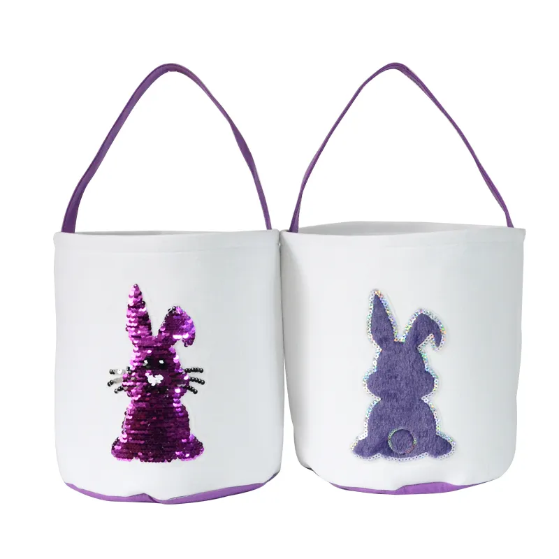 Pâques lapin oreille cadeaux sac New Sequin patch fond rond lapin oreille cadeaux sac enfants enfants polaire patchs boutiques sacs