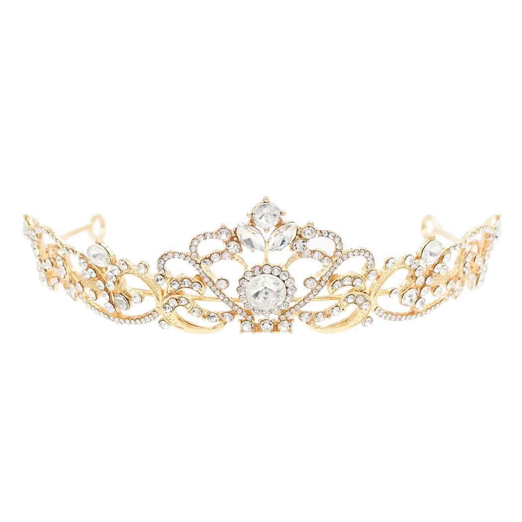 Fashion classic wedding boutique headdress sparkle gold set with diamond half arc bride princess headdress queen crown Jewelry Gift