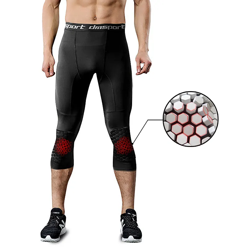 Basketbyxor 3/4 Komprimering Running Byxor Män Beskurna Tights Basketball Leggings Sport Bottoms Jogging Collision Knees