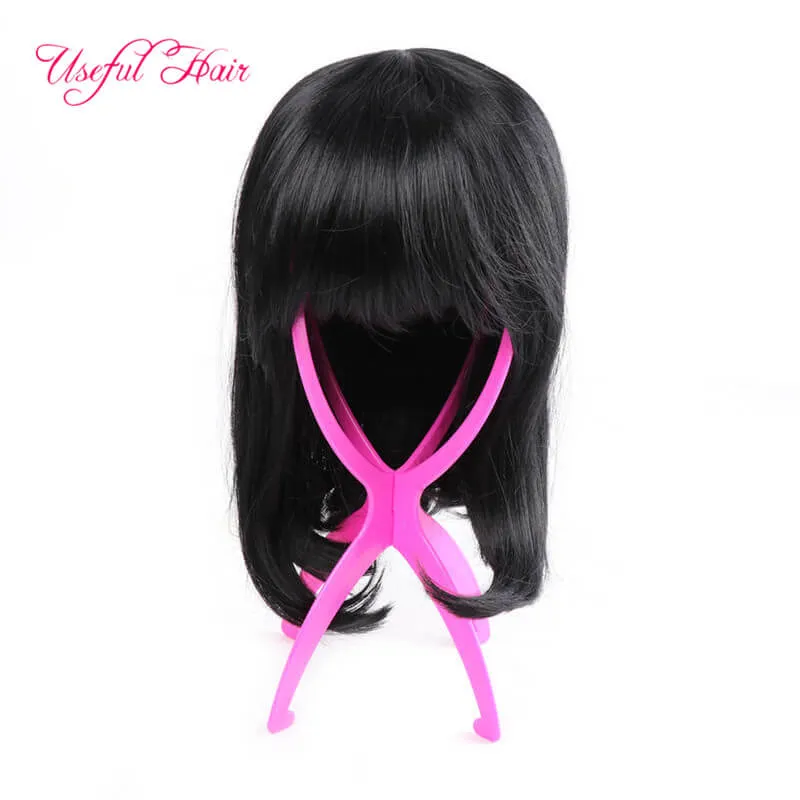 Wig Stand for full lace human hair wigs Portable Folding Plastic Stable inquary colored blue size easy showing wigs stands hair accessories