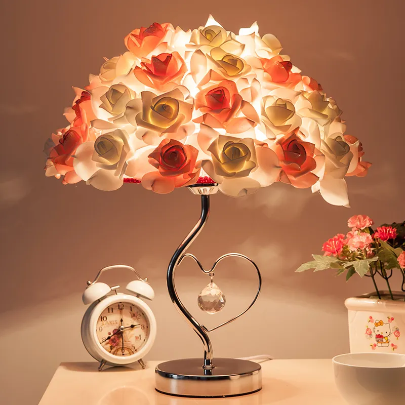 Modern White Crystal Table Lamp with LED Light Dimmable Bedside Lamp for Bedroom Study Foyer 2024 Romantic Wedding Gift