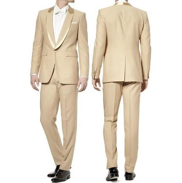 Populares Um Botão Groomsmen Xaile Lapela Do Noivo Smoking Padrinhos Melhor Homem Terno Ternos De Casamento Dos Homens Noivo (Jacket + Pants + Tie) B033