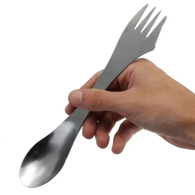 Fork Spoon Spork 3 In 1 Tableware Stainless Steel Cutlery Utensil Combo