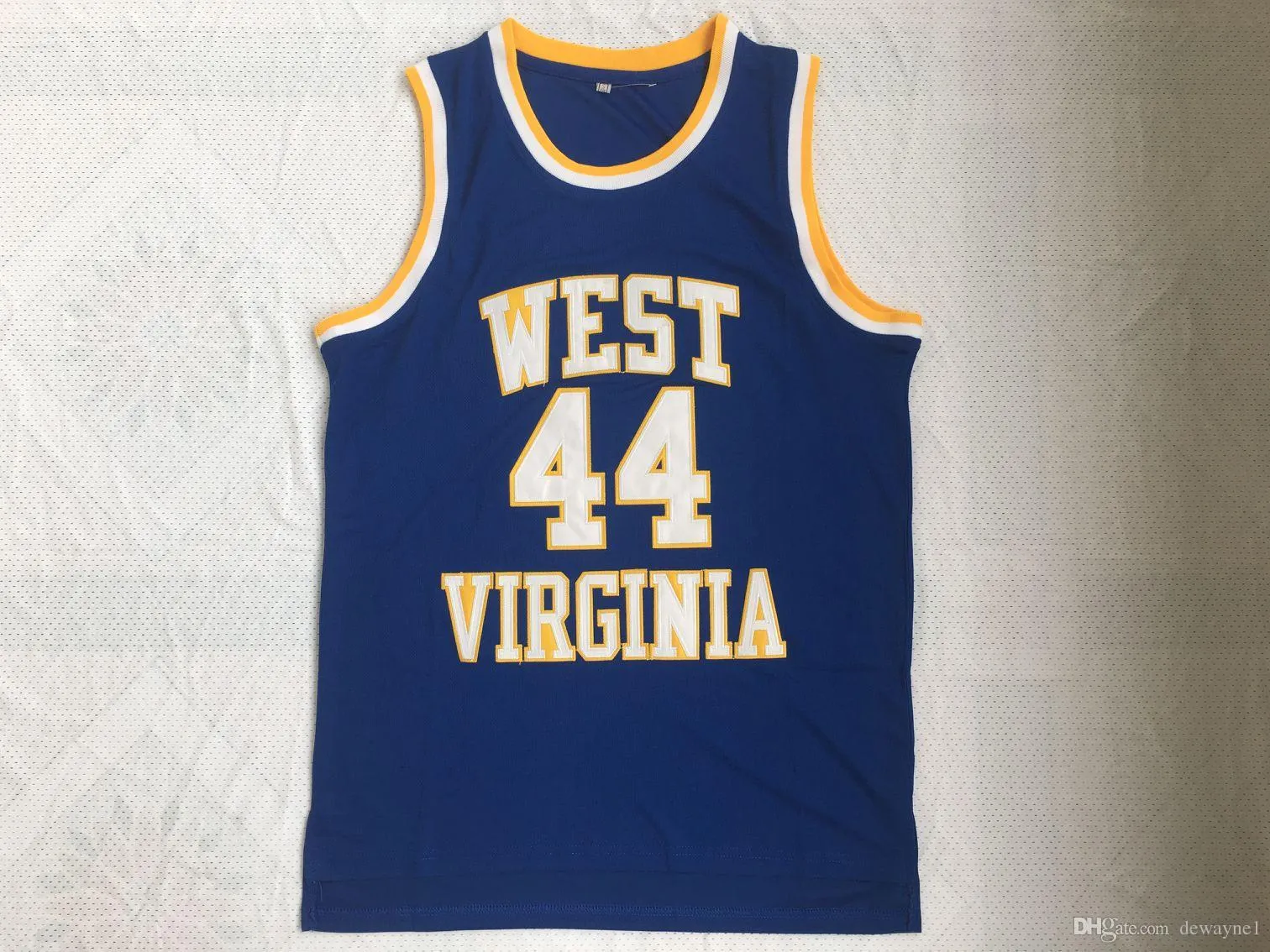 NCAA West Virginia Mountaineers #44 Jerry West College Jerseys Retro high School Basketbal blauw Gestikt Vintage Jersey S-XXL drop shipping