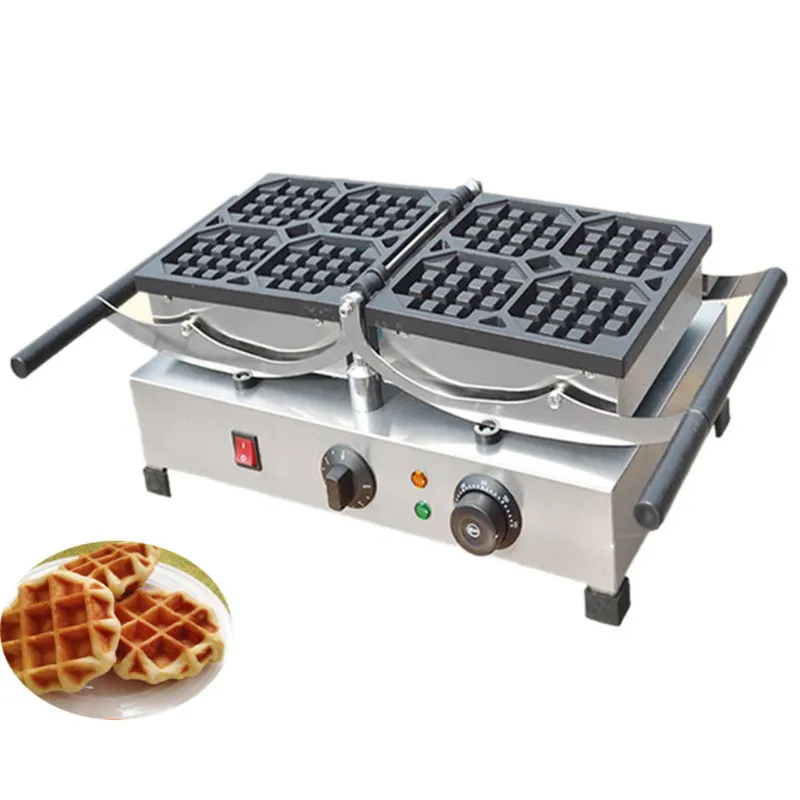 Beijamei Partihandel Elektrisk Flip Square Waffle Machine Kommersiell Lattice Waffle Maker Rektangulär Vaffel Making Machine Pris