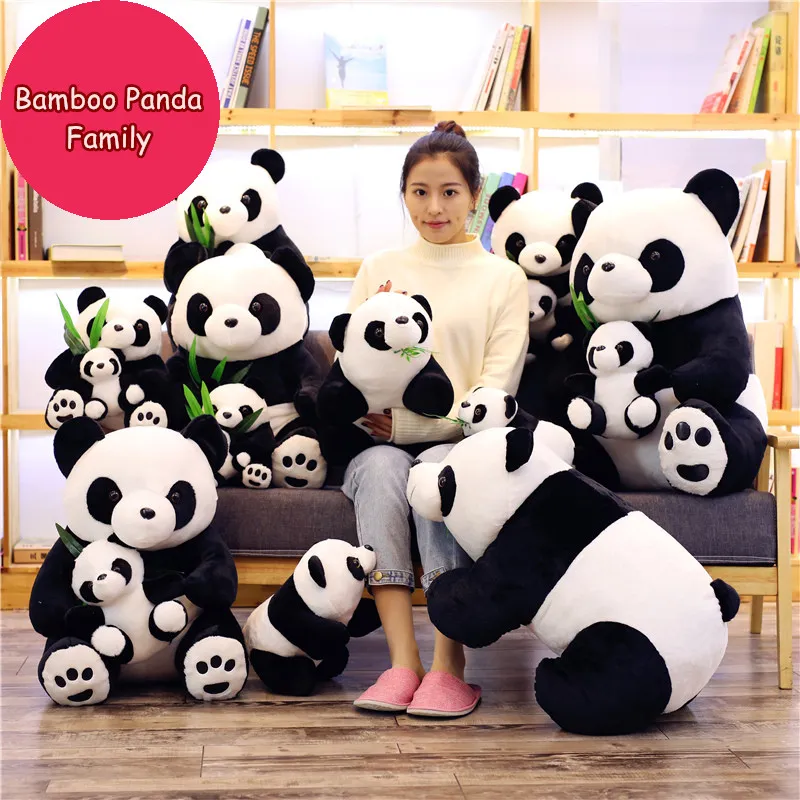 Lovely Vivid Animal Panda Plush Toy Giant Cute Bamboo Pandas Doll Fat Bear  Pillow for Children Gift Deco 28inch 70cm DY50663