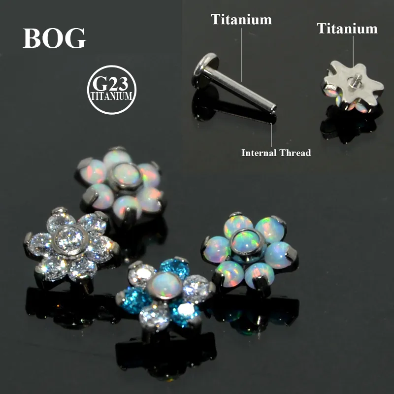 1Pcs G23 Titanium Prong Set Fire Opal Ear Tragus Cartilage Studs Helix Tragus Piercing Barbell Body Jewelry Stud Earring