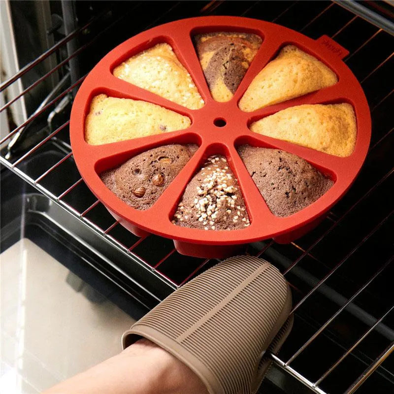 새로운 케이크 베이크 웨이크 3D 실리콘 케이크 곰팡이 8 포인트 실리콘 케이크 팬 베이킹 금형 젤리 컵 케이크 곰팡이 빵 가스 트리 곰팡이 피자 팬