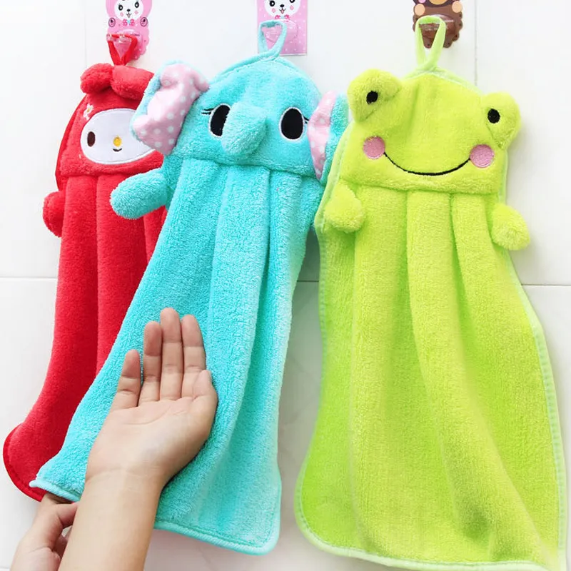 6 colori Cartoon Animal Hand Bella decorazione per bagno Wish Towel Salviette morbido pile corallo asciugamano per bambini pulire il sudore appeso asciugamano M1764