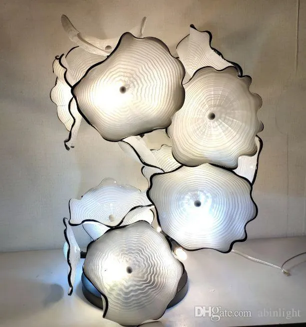 Красивые цветочные лампы Краткая мода дом освещение классический белый ручной работы муранский стеклянный этаж света светодиодная лампа