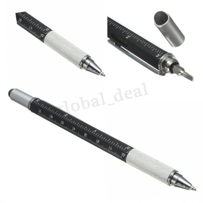 Stylo Plume Multifonction 6 En 1 – Stylet, Règle, Niveau, Tournevis – Neuf