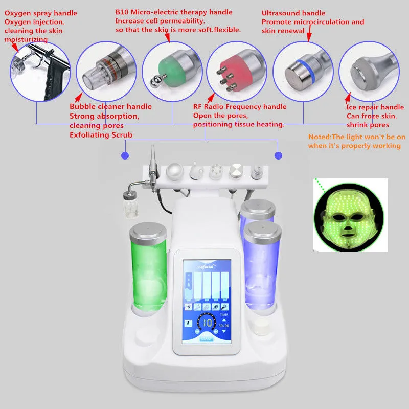 7 in 1 BIO RF Hammer HYDRO Microdermabrasion Wasser Hydra Dermabrasion SPA Gesichtsbehälter Porenreinigungsmaschine