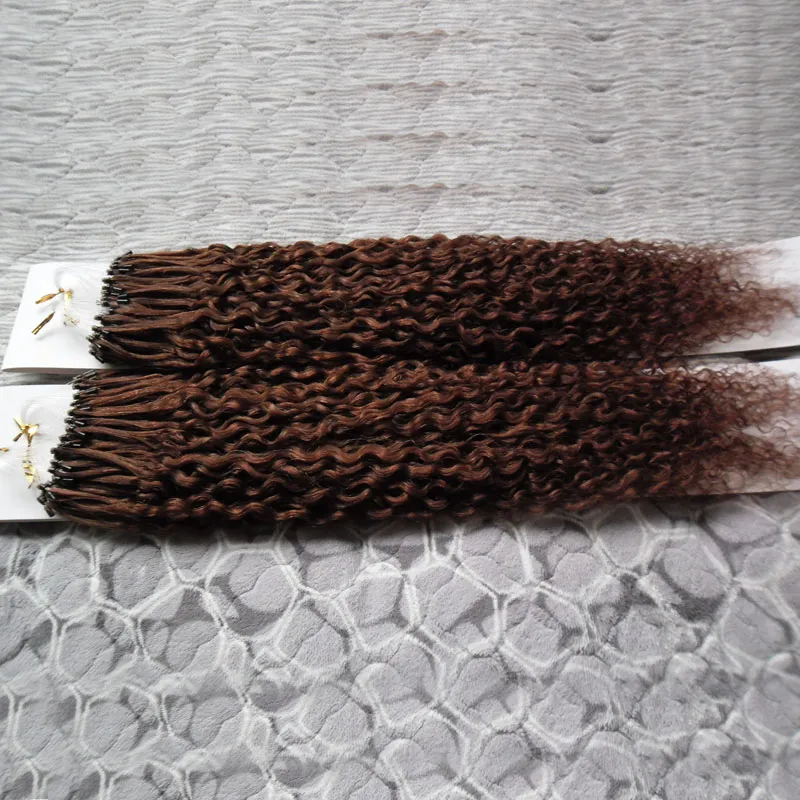 Arricciatura crespaEstensioni per capelli con micro loop Estensioni per capelli brasiliani Remy con micro perline 18-24'' Estensioni per capelli con micro perline 1 g/ciocca 200 g