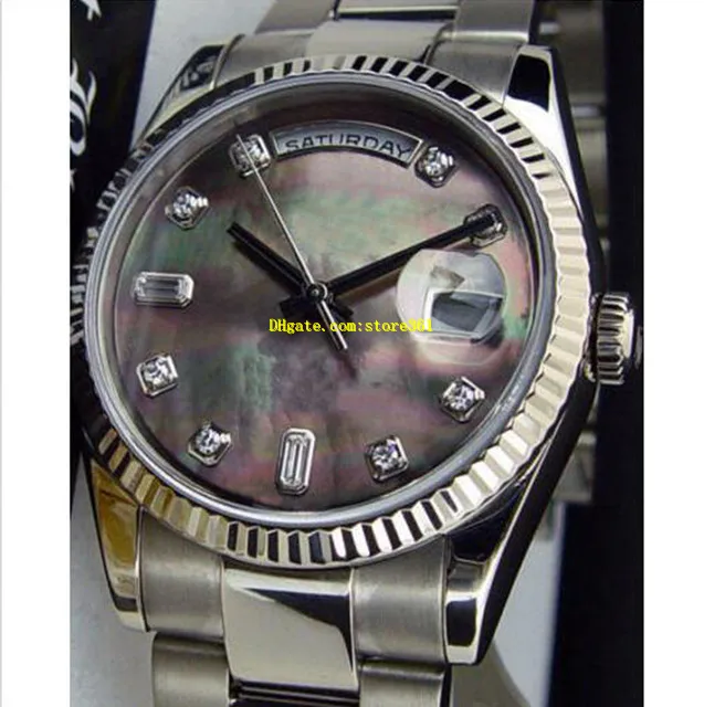 7 -stylowe zegarki 118239 Prezydent 18K biały złoty diamentowy rozkładka 36 mm Automatyczny ruch 2813