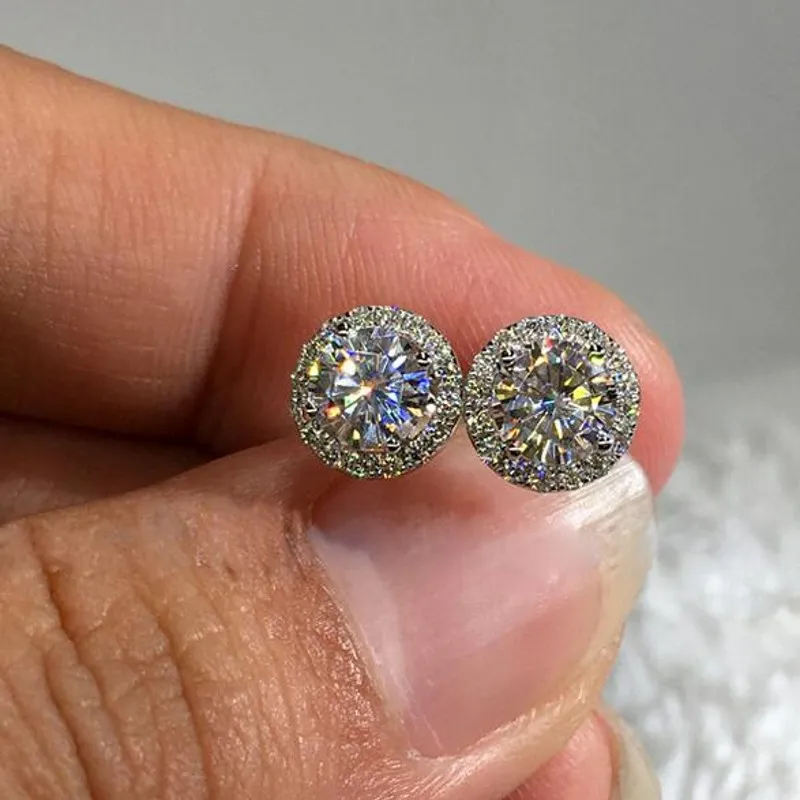 Choucong Nya Hot Rea Lyxsmycken 925 Sterling Silver Rund Slipad Vit Klar 5A Cubic Zirconia Populär Fest Kvinnor Bröllop Stud Örhänge