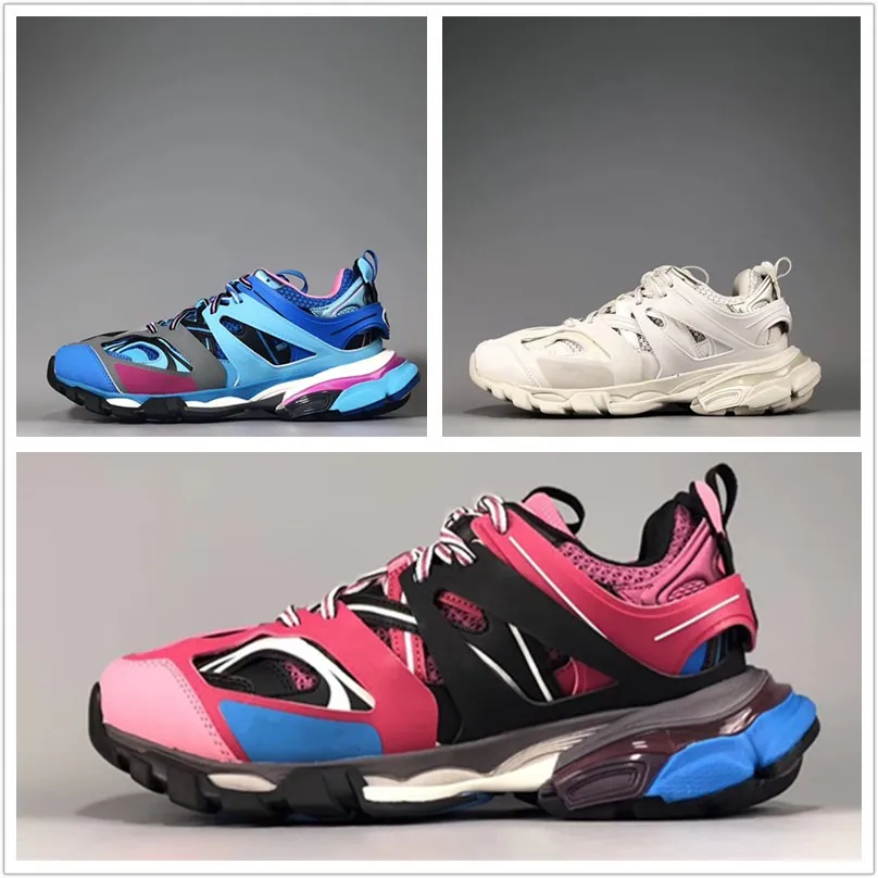 Triple S 3.0 New Color Pink Blue White Tess S Men Women Clunky Sneaker أحذية عرضية أزياء أبي مع حقيبة غبار