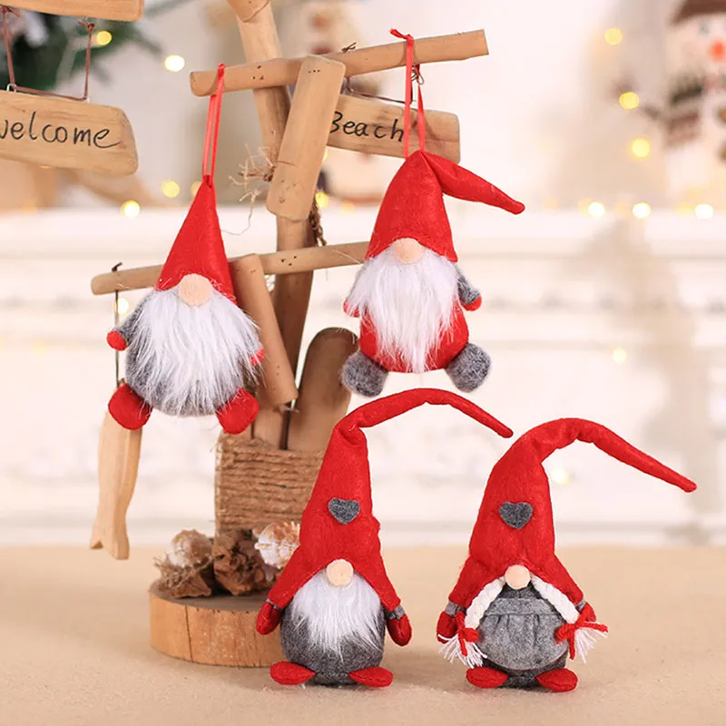 Jul Dock Ornaments Plush Tomte Doll Decoration Home Wedding Party Decor for Kid Red Xmas Tree Ornament HH9-2511