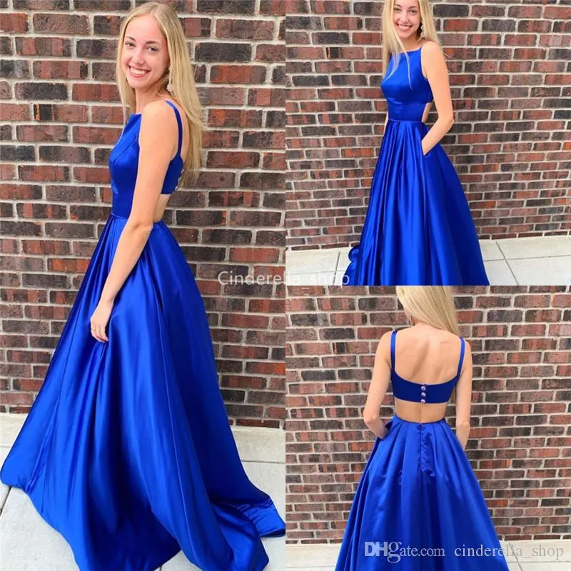 Light Blue A Line Backless Satin Simple Prom Dresses – TANYA BRIDAL