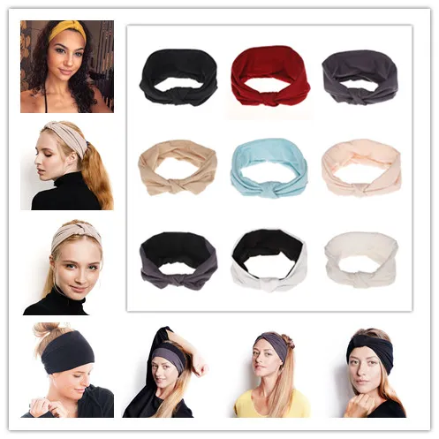 9 cores mulheres knotted largo headband transversal esportes esportes yoga headwrap hairband cabelo turbante cabeça faixa senhoras acessórios de cabelo 30