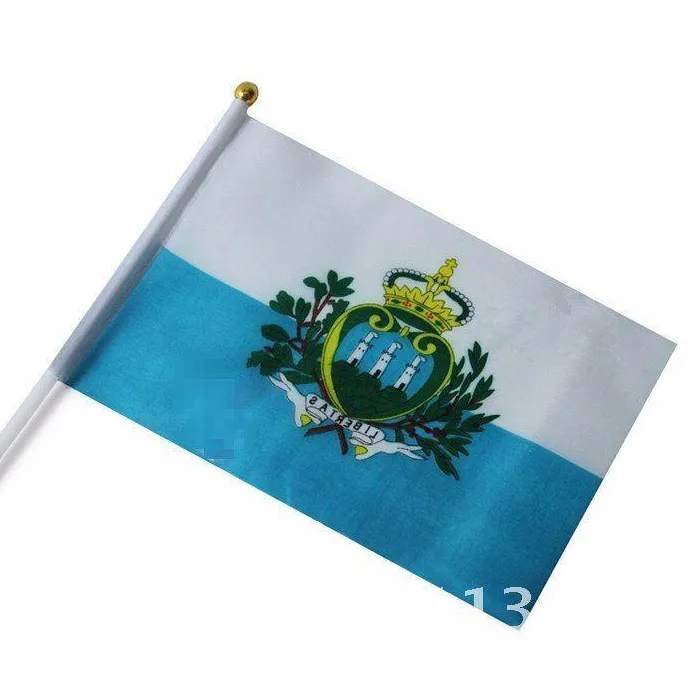 Сан-Марино ручной развевающийся флаг и баннер открытый крытый, полиэфирная ткань, сделайте свои собственные флаги