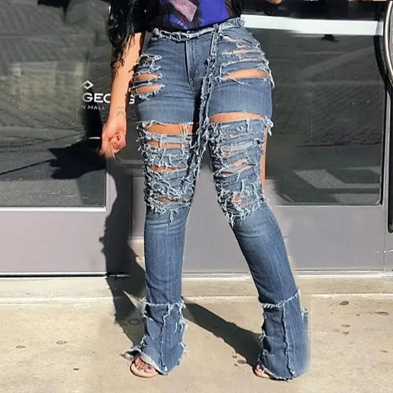 Pantalon En Jean A Taille Haute Dechiree BodyCon Club Pantalon Pantalon Jeans Sexy Creux Pour Les Femmes Plus Taille Collection 2024 Du 17 75 DHgate