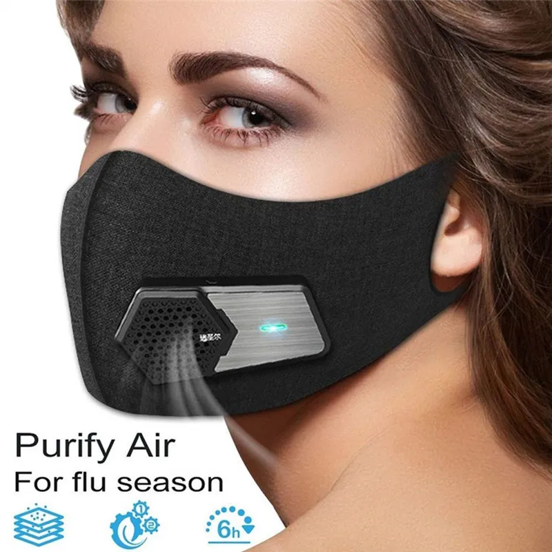Smart dammsäker elektrisk mask anti-dimma PM2.5 Industriell dammskyddande sportmasker Andningsventil återanvändbart ansiktsmask Gratis frakt