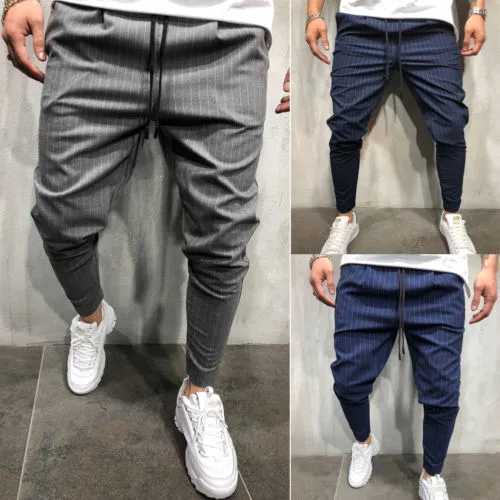 Men s Fashion Skinny Stretch Trousers Slim Fit Straight Leg Suit Pants