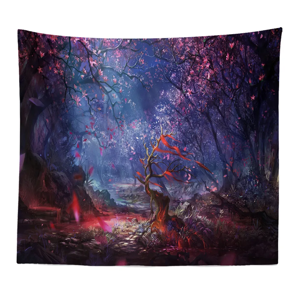 Önskar träd 3D-tryck Tapestry Vägg Hängande Psychedelic Dekorativ Vägg Mattan Botten Bohemian Hippie Heminredning Soffa Kasta 200x150cm