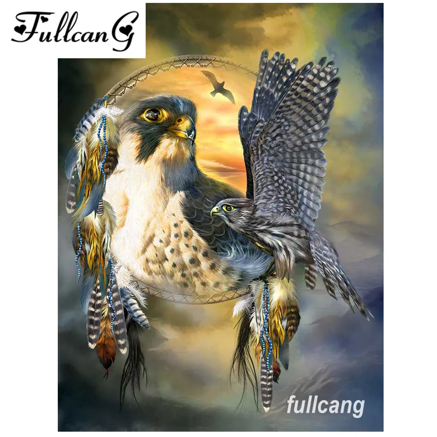 FULLCANG diy 5d mosaic needlework full square diamond embroidery eagle animals diamond painting cross stitch kits D545