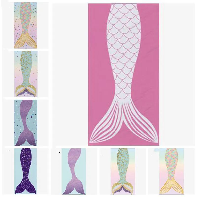 Mermaid Cauda Beach Towel Retângulo Microfiber Chuveiro Toalhas Dos Desenhos Animados Coberturas Yoga Tapetes Banhos Toalhas Robes Bodes Body Wraps Swim xaile TlzyQ664