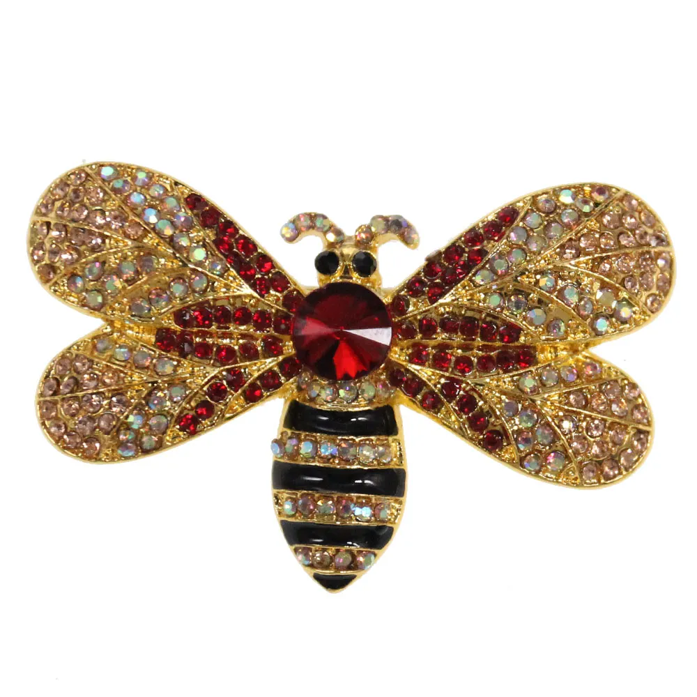 50mm guldtonbiet Broscher Rhinestone Crystal Insect Bumbee Brooch Pin Emamel Brosch Pin For Women