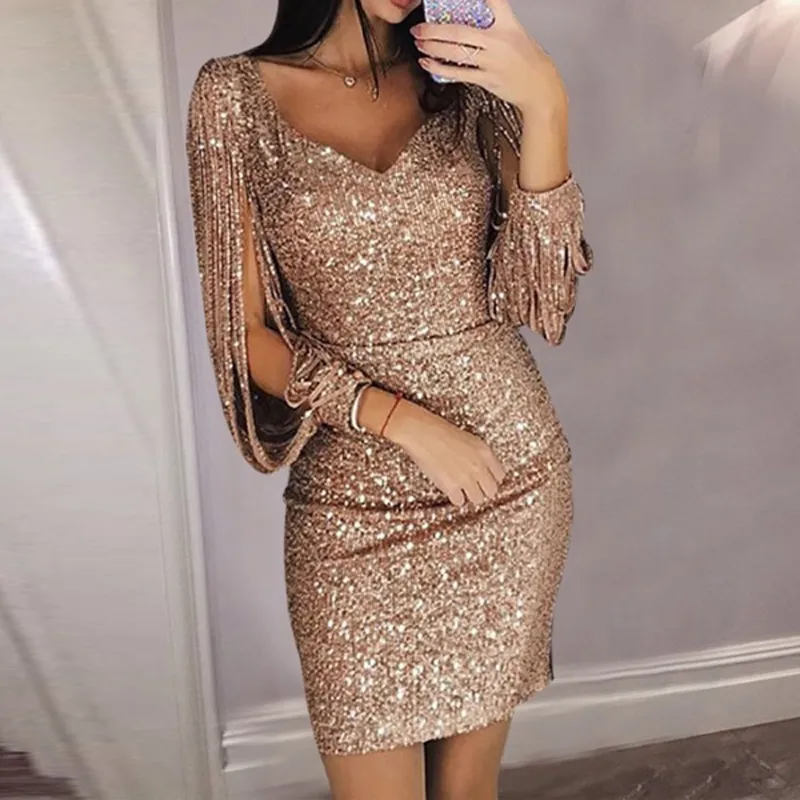 green emerald velvet dress Gold Sequin One Shoulder Knee Dress  Kirsty's Kloset