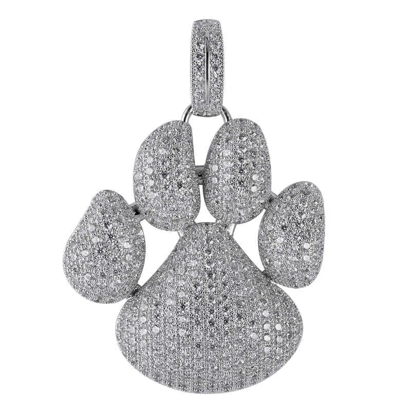 Colar Garra Hip Hop para fora congelado Cadeia da pata do gato do cão Cubic Zircon Gold Silver Cor Pendant Homem Mulheres Para