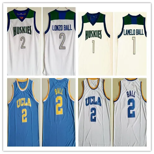 Mens Vintage # 1 Lamelo Chino Hills Huskies High School Basketball Jersey Barato UCLA Bruins College Lonzo Ball # 2 Ed