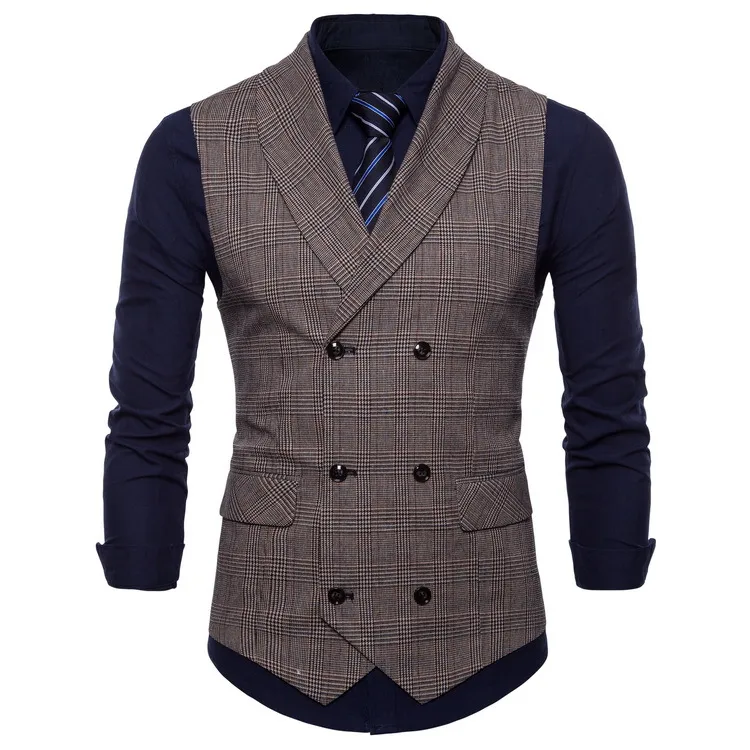 Custom Made Vente Chaude Marié Gilets Britanniques Simple Boutonnage Double Boutonnage Hommes Gilets À Carreaux Slim Casual Fête De Mariage Marié Gilet