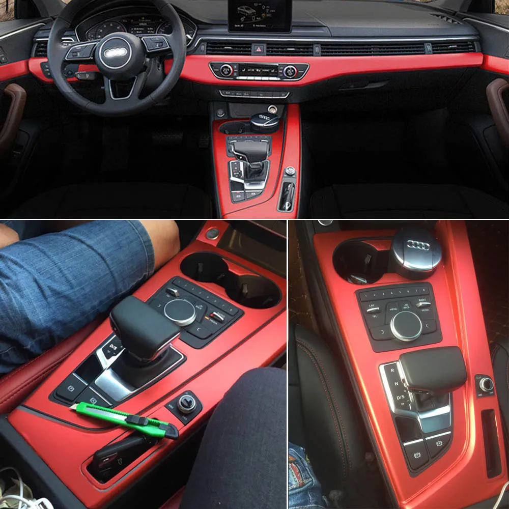 Audi için A4 A5 B9 2017-2019 İç Merkezi Kontrol Panelli Kapı Kolu 3D/5D Karbon Fiber Etiketler Çıkartmaları Araba şekillendirici Aksesuar