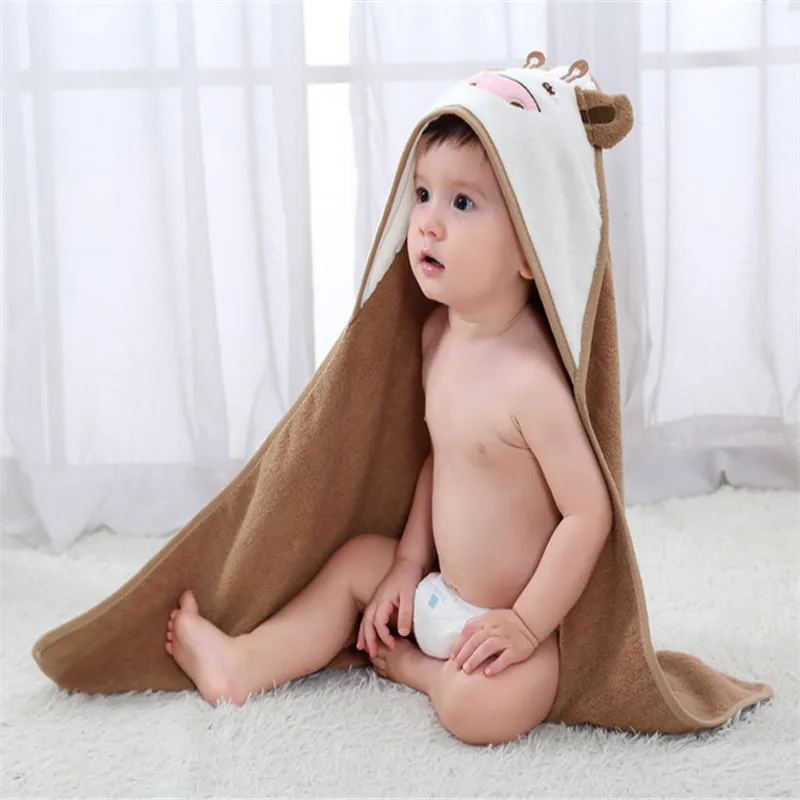 cartoon hooded childrens bath towel cloak male girl baby bathing swimming cloak beach towel bathrobe