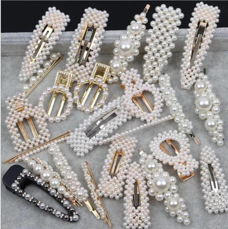 Moda Kobiety Pearl Hair Klip Elegancki Koreański Zroszony Metalowe Klipy Włosów Cute Lady Party Hairpins Akcesoria do włosów Gifts