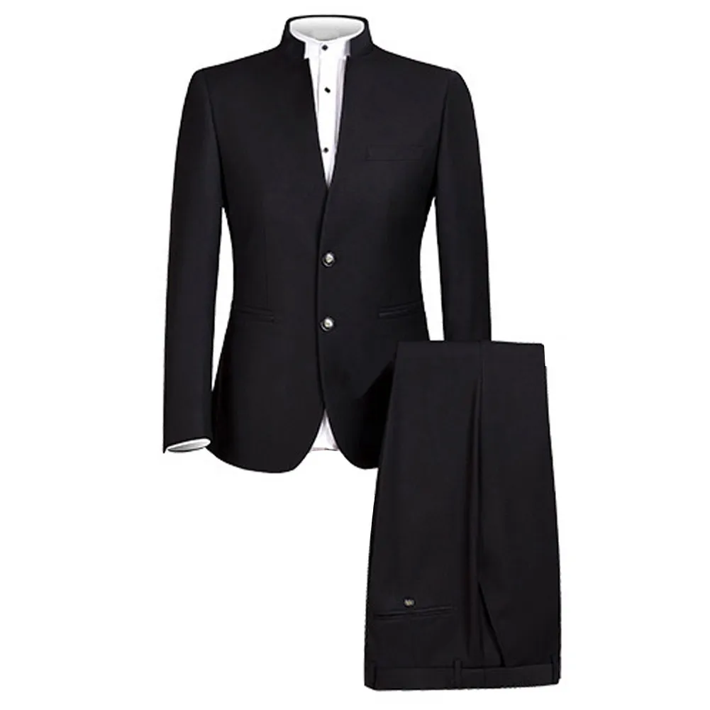 Mens Suit Chinese Traditional Uniform Chinese Tunic Suit 2 Piece Formal Wear Slim Fit Mens Suits Groom Wedding Blazer Pants
