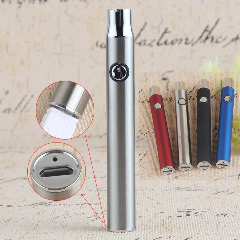 Batterie à vapeur eCig à tension variable 350 650 mAh Préchauffer le stylo vape à bouton eVod réglable pour cartouche de vaporisateur d'huile de cire CE3 E Cigarette